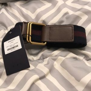 NWT Five Four Woven Belt Navy & Burgundy stripe